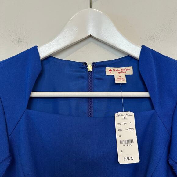 NWT Brooks Brothers Red Fleece Dress Royal Blue Wool Blend Short Sleeve Pencil 0 - Picture 7 of 10